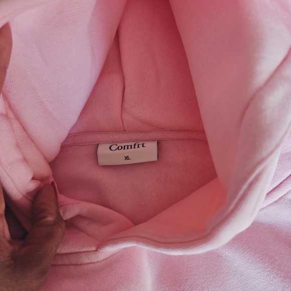Comfrt Pink Hoodie Sweatshirt Minimalist Pullover Oversized XL Petal NWOT - Picture 3 of 12